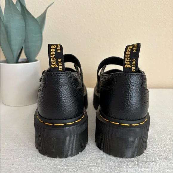 New Dr. Martens Black Leather Mary Jane Platform Shoes Women’s 11 - Picture 9 of 14